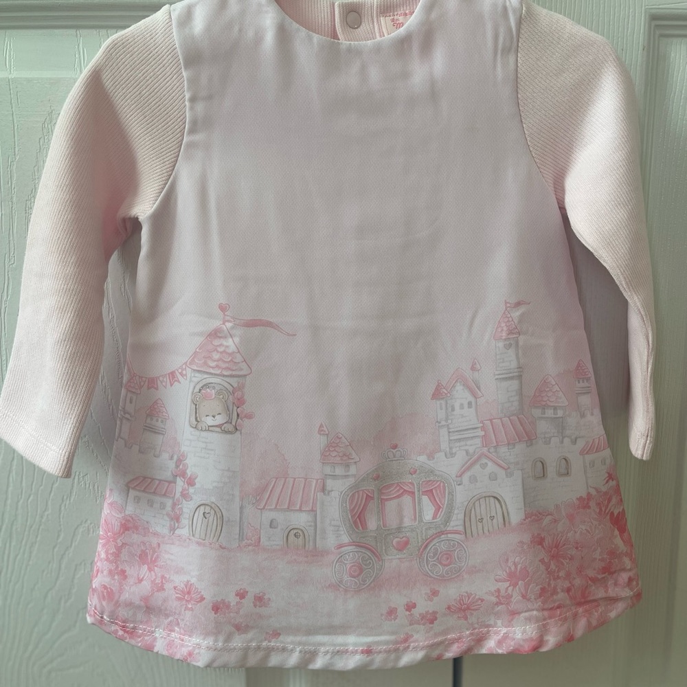 Mayoral Pink Long Sleeve Dress Whimsical Pattern